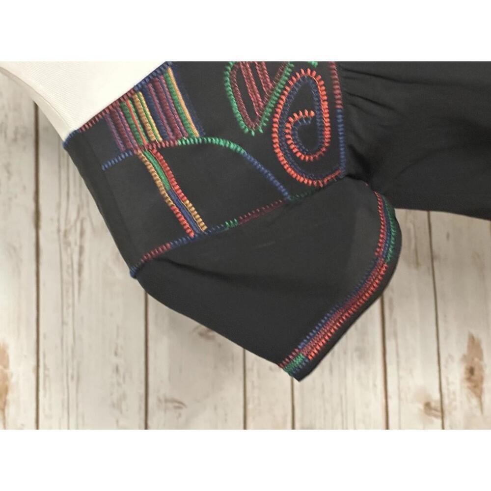 Madewell black/multicolored boho chic embroidered silk sundress Size XS - Picture 4 of 6
